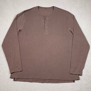 Lululemon Henley T Shirt Men's Size XXL (Estimated) Brown Long Sleeve Stretch